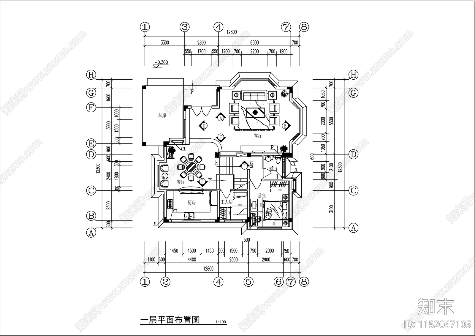 完整一套别墅装修图cad施工图下载【ID:1152047105】