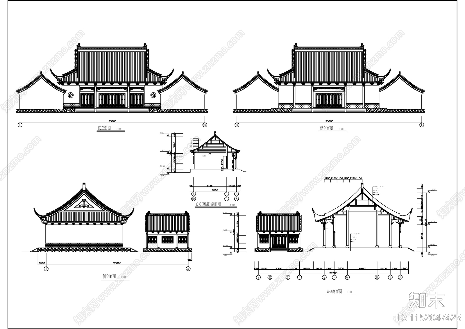 中式古建财神殿成套CAD施工图下载【ID:1152047425】