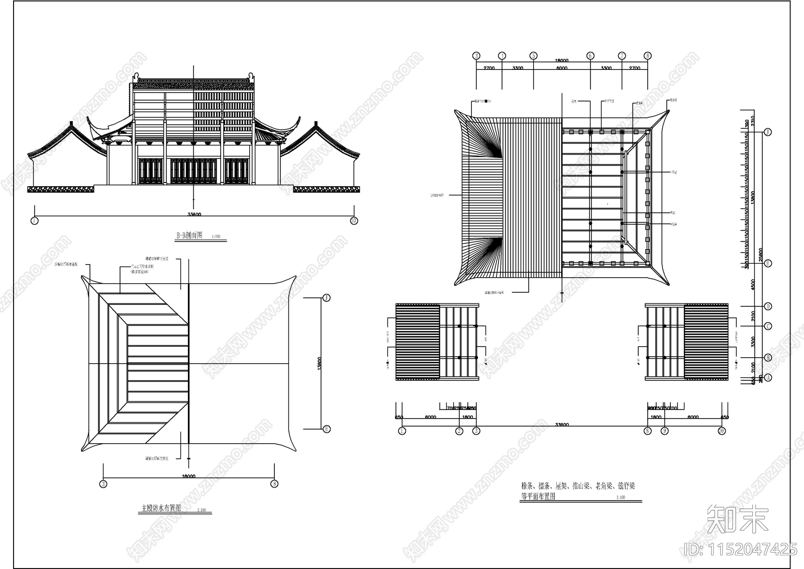 中式古建财神殿成套CAD施工图下载【ID:1152047425】