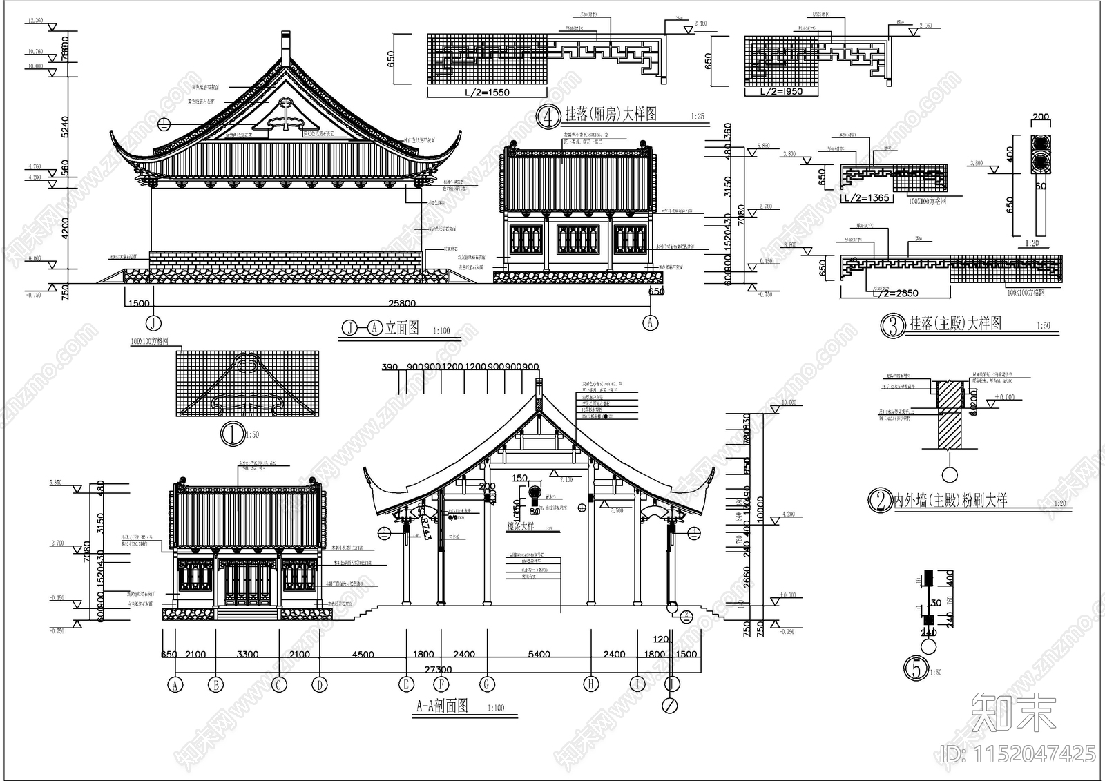 中式古建财神殿成套CAD施工图下载【ID:1152047425】