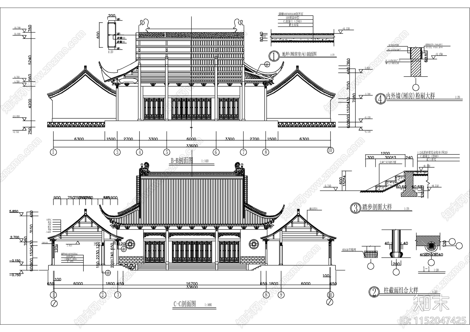 中式古建财神殿成套CAD施工图下载【ID:1152047425】