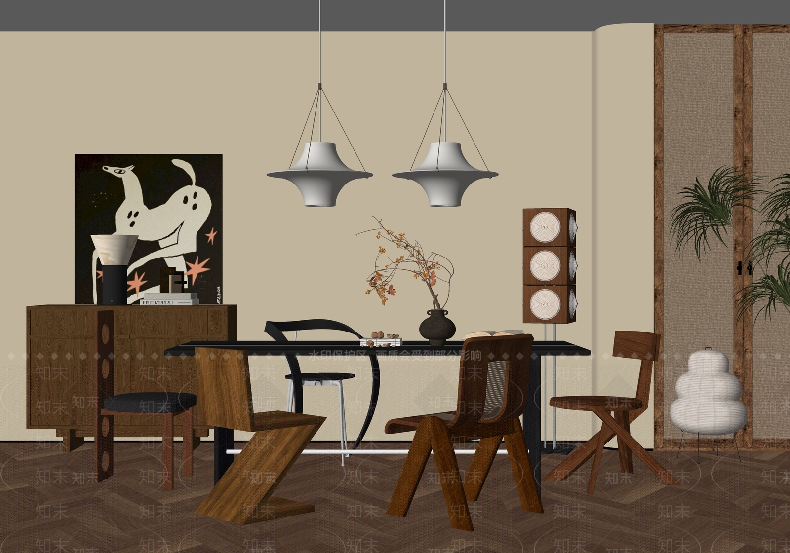 设计感挂画挂画SU模型下载【ID:1227346057】