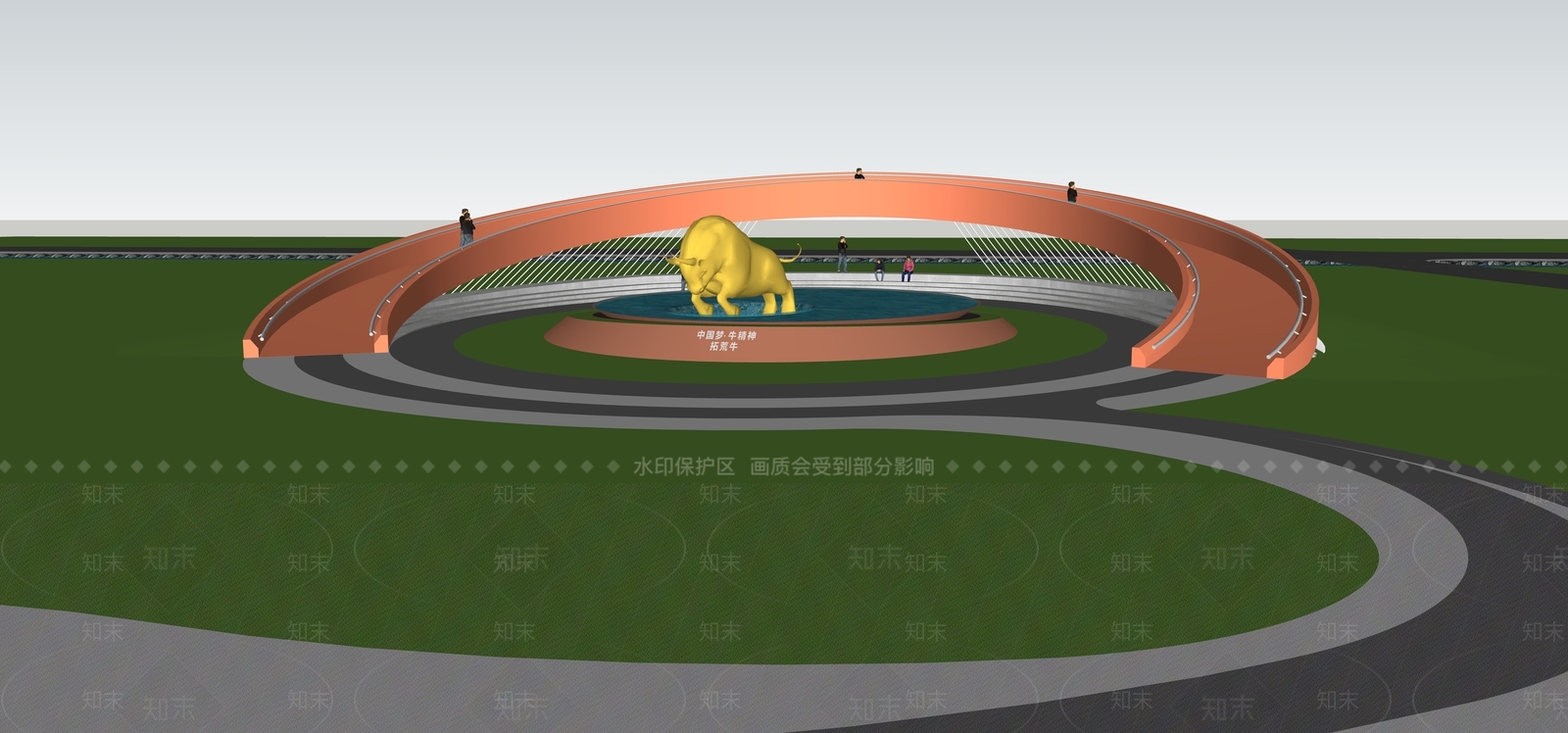 现代景观桥SU模型下载【ID:1152048280】