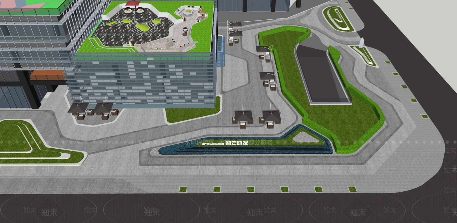 现代办公景观SU模型下载【ID:1152048668】