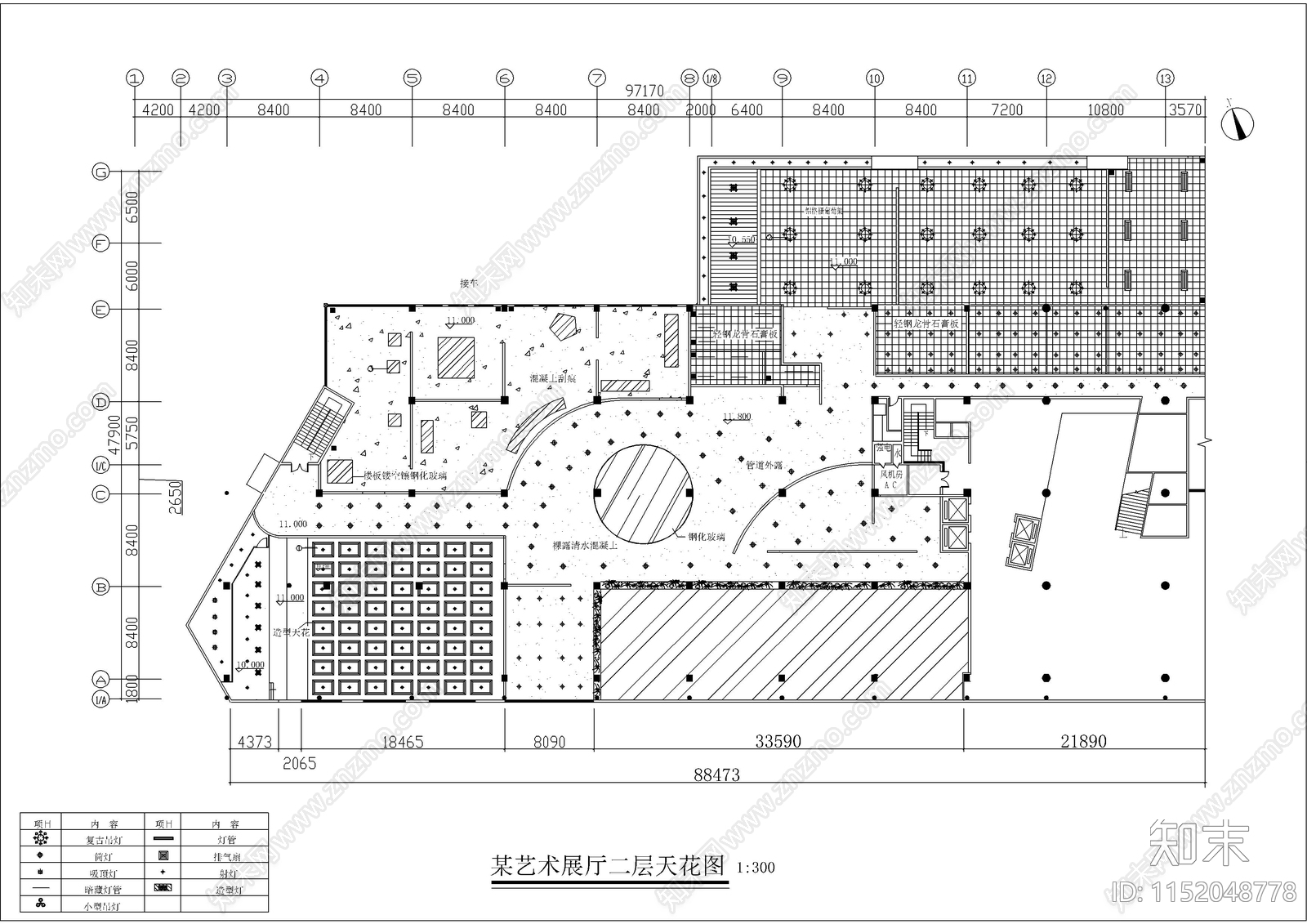 艺术展馆装修图cad施工图下载【ID:1152048778】