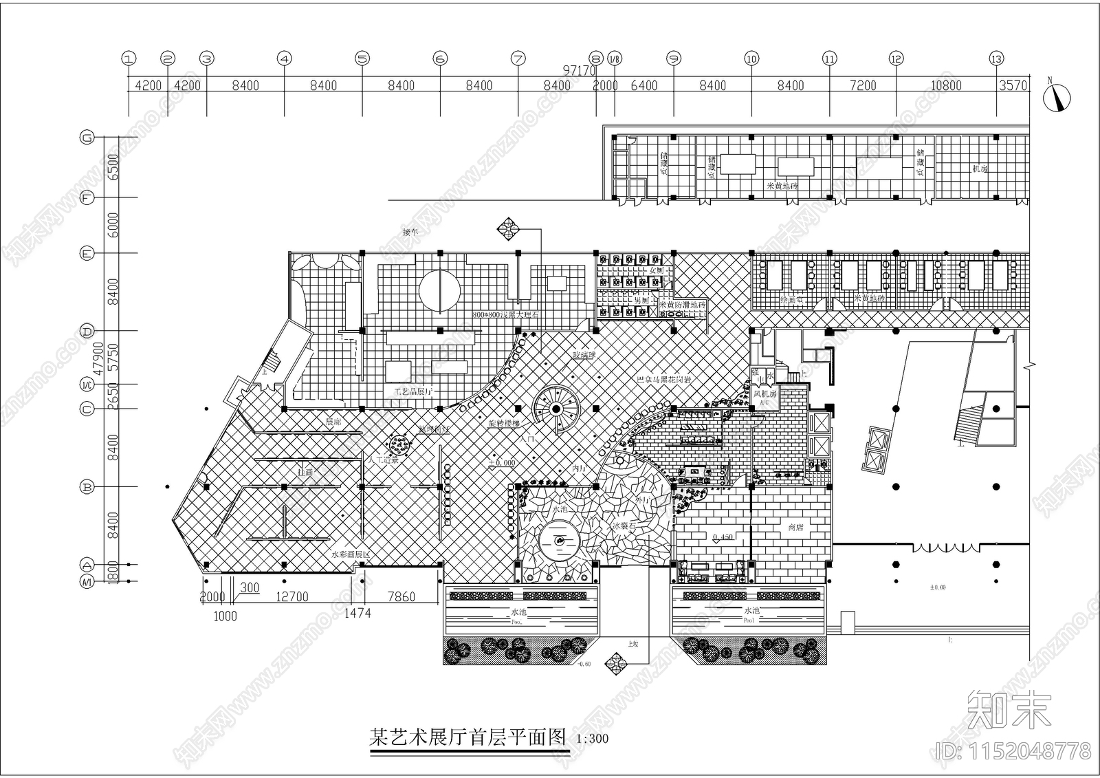 艺术展馆装修图cad施工图下载【ID:1152048778】