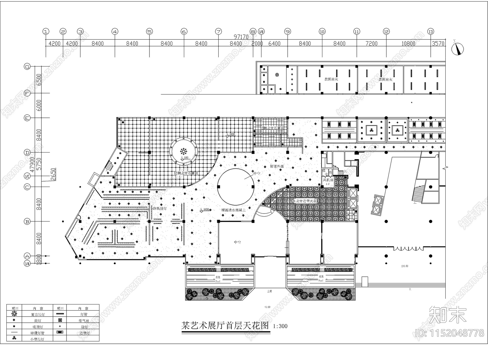 艺术展馆装修图cad施工图下载【ID:1152048778】