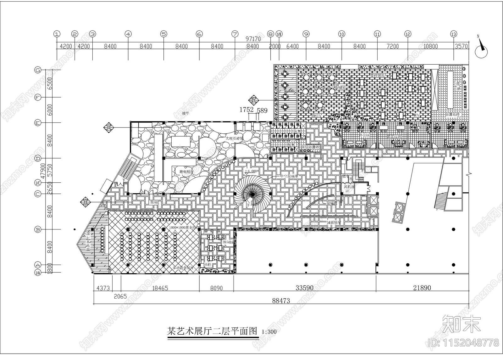 艺术展馆装修图cad施工图下载【ID:1152048778】