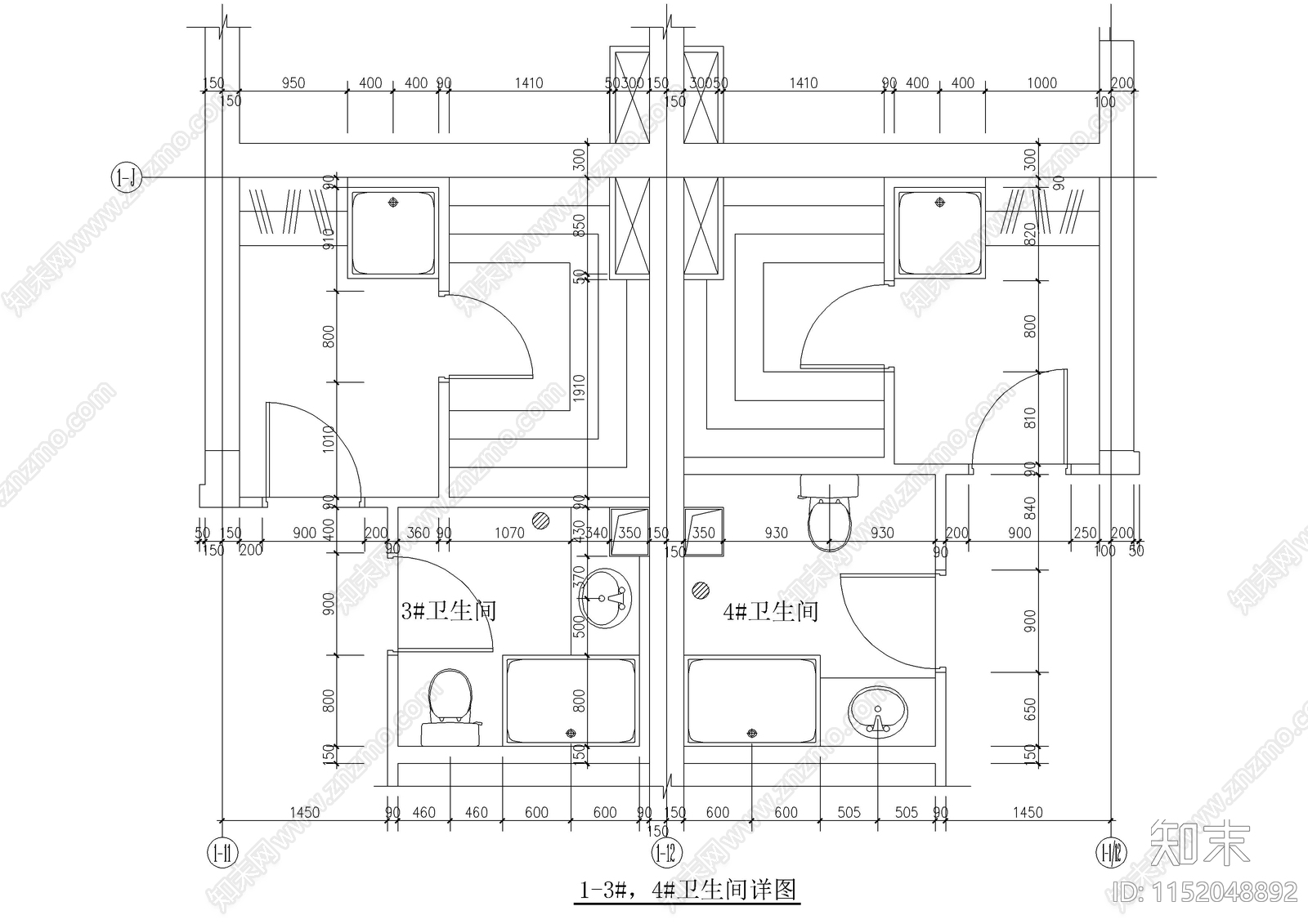 30款卫生间布局图图集cad施工图下载【ID:1152048892】