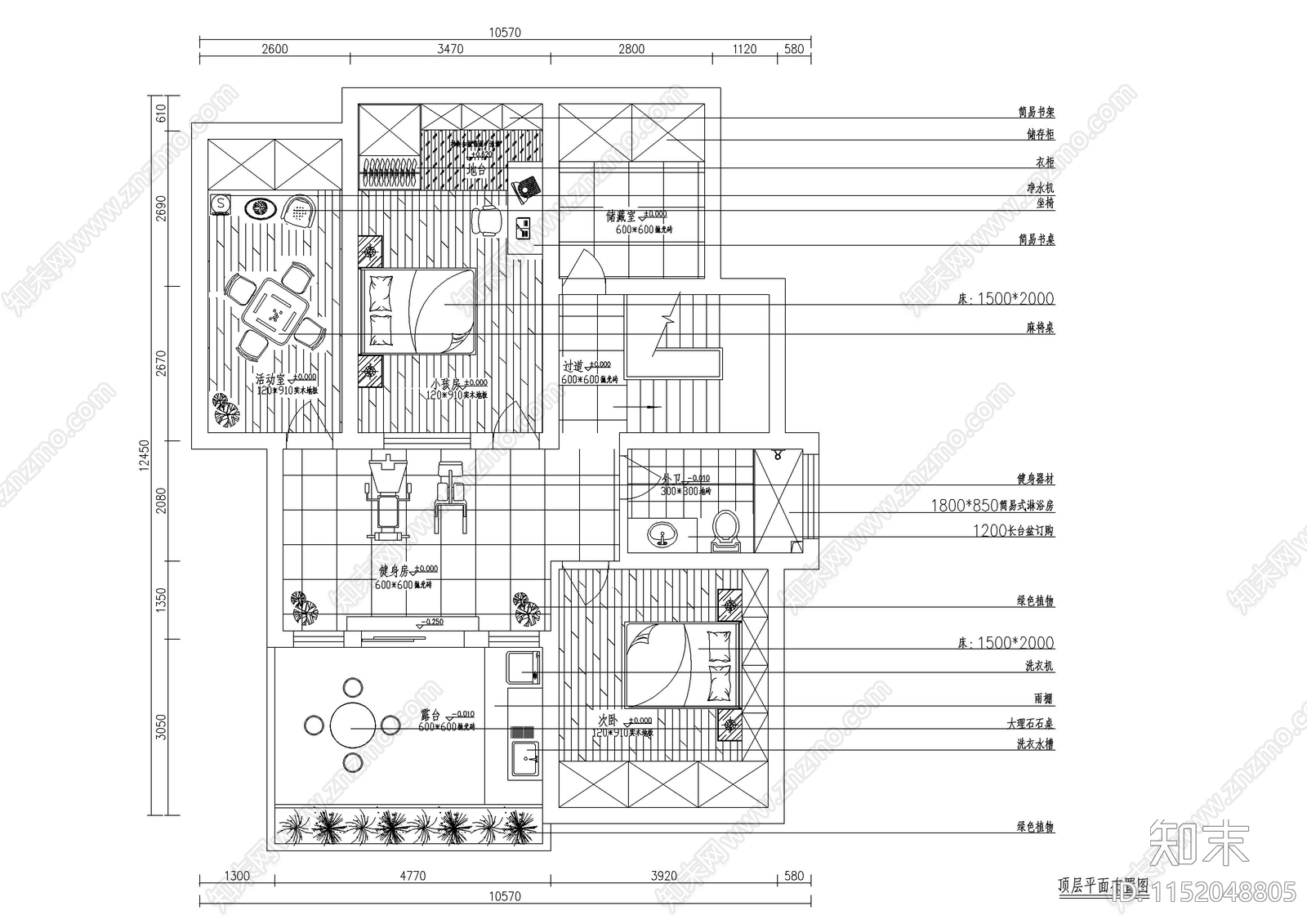 卧龙山水绿都室内设计装修图cad施工图下载【ID:1152048805】