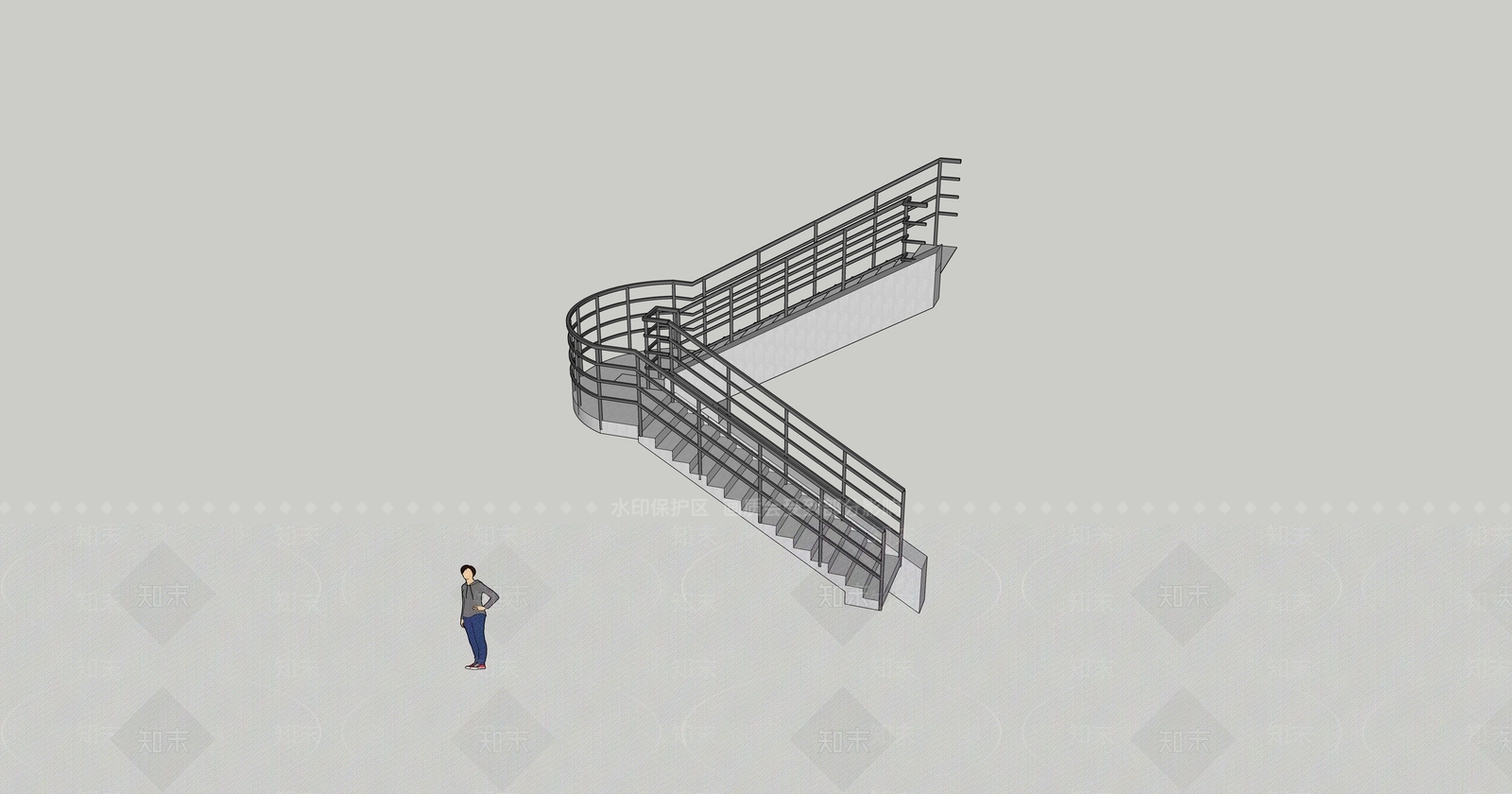 现代逃生楼梯SU模型下载【ID:1152265429】