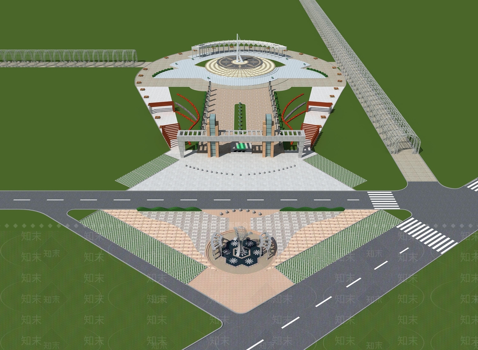 现代广场鸟瞰规划3D模型下载【ID:1152051607】