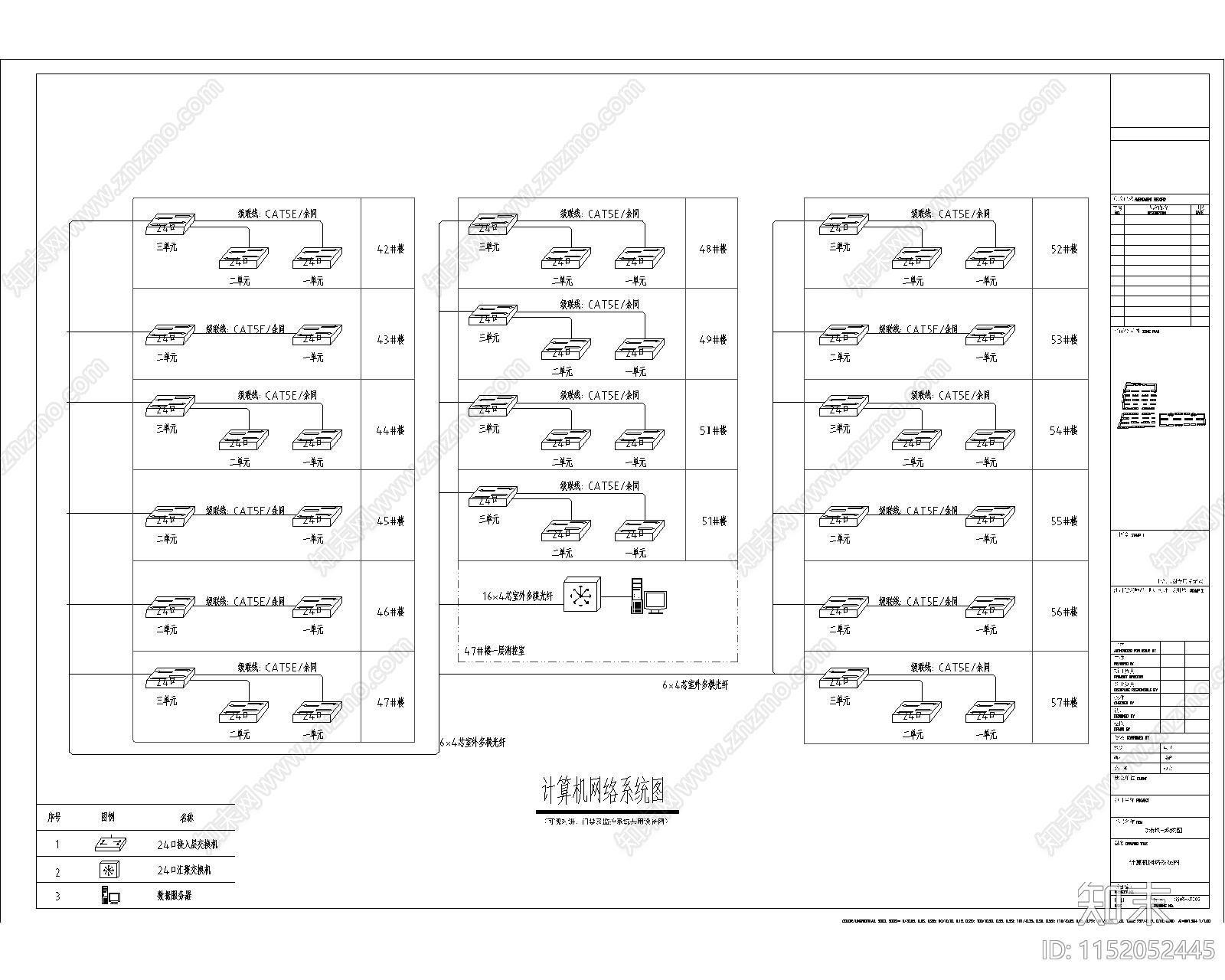 弱电系统图纸网络系统拓扑图施工图下载【ID:1152052445】
