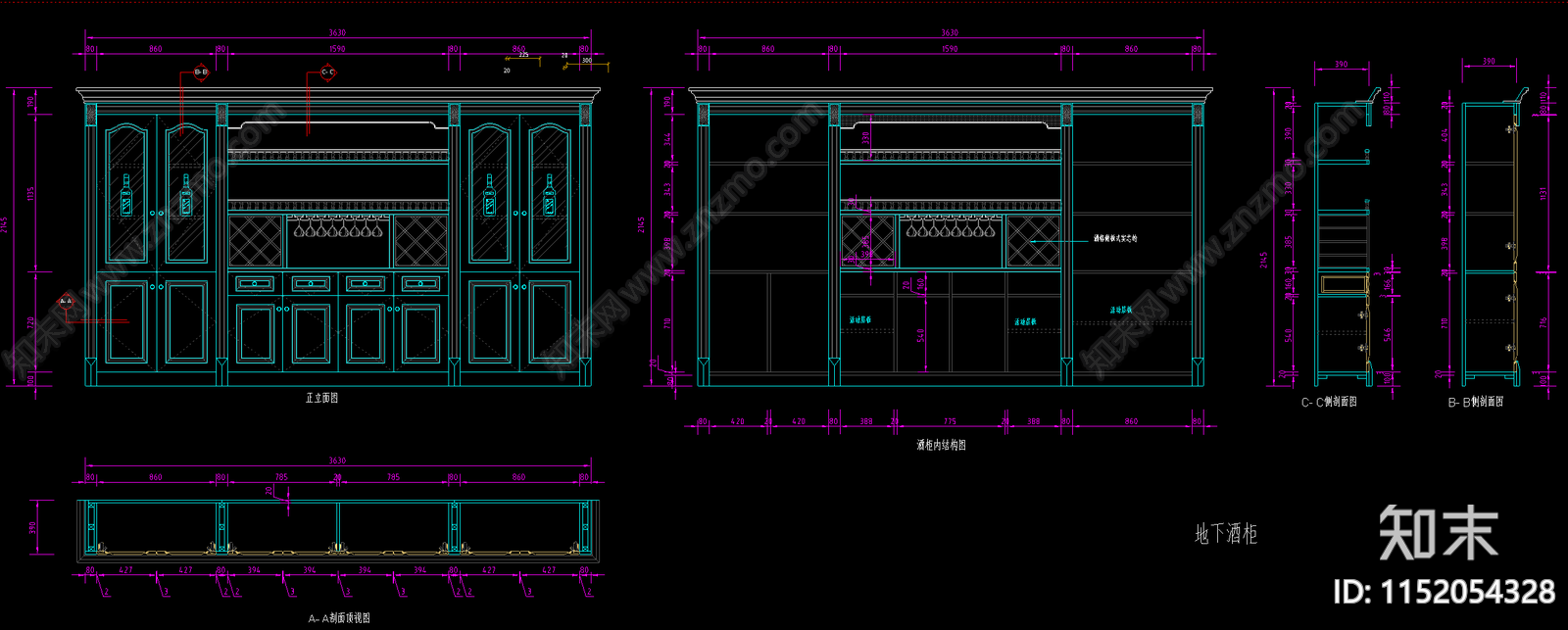 12套欧式酒柜节点施工图下载【ID:1152054328】