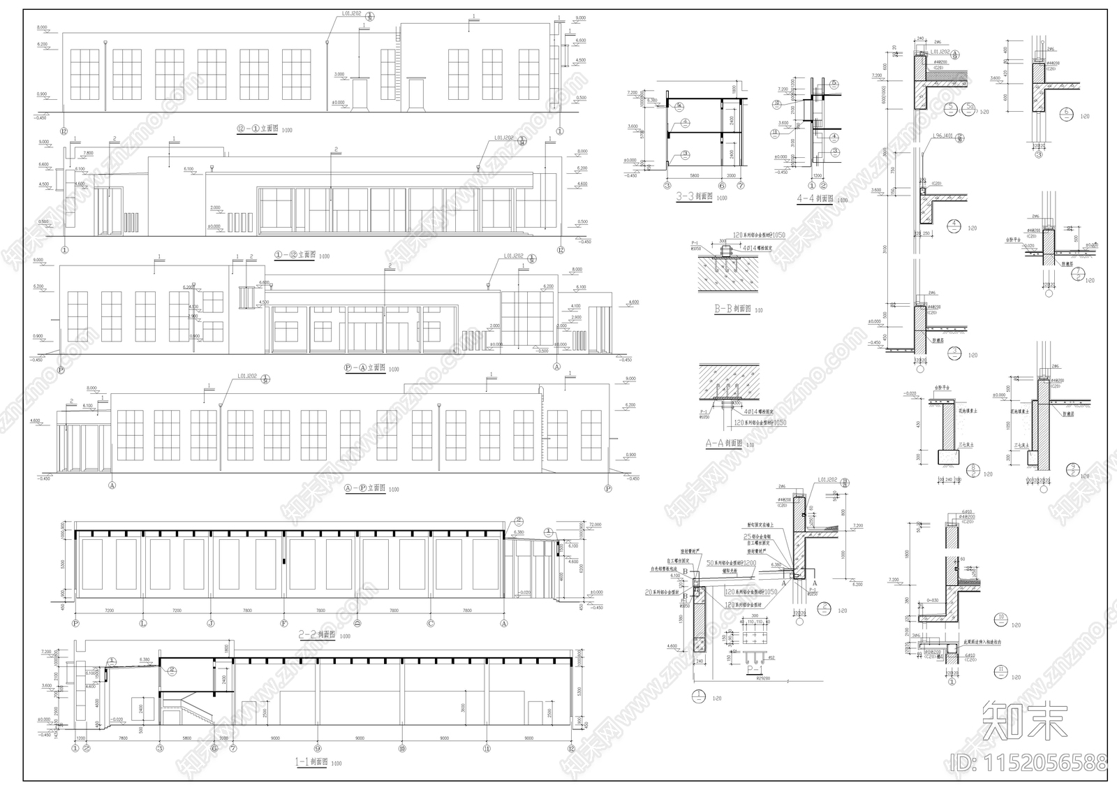 食堂建筑cad施工图下载【ID:1152056588】