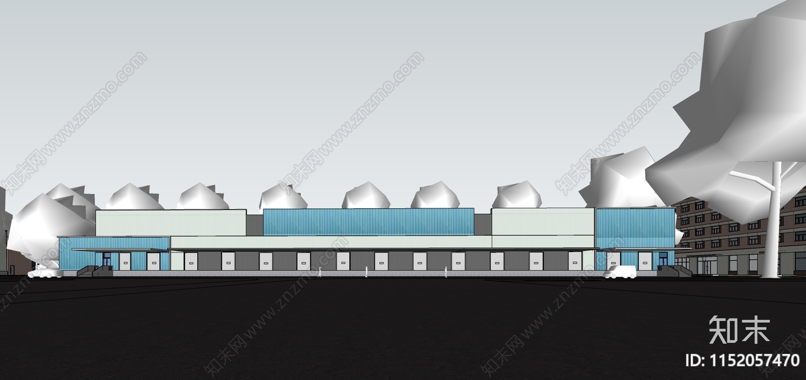 现代工业厂房SU模型下载【ID:1152057470】