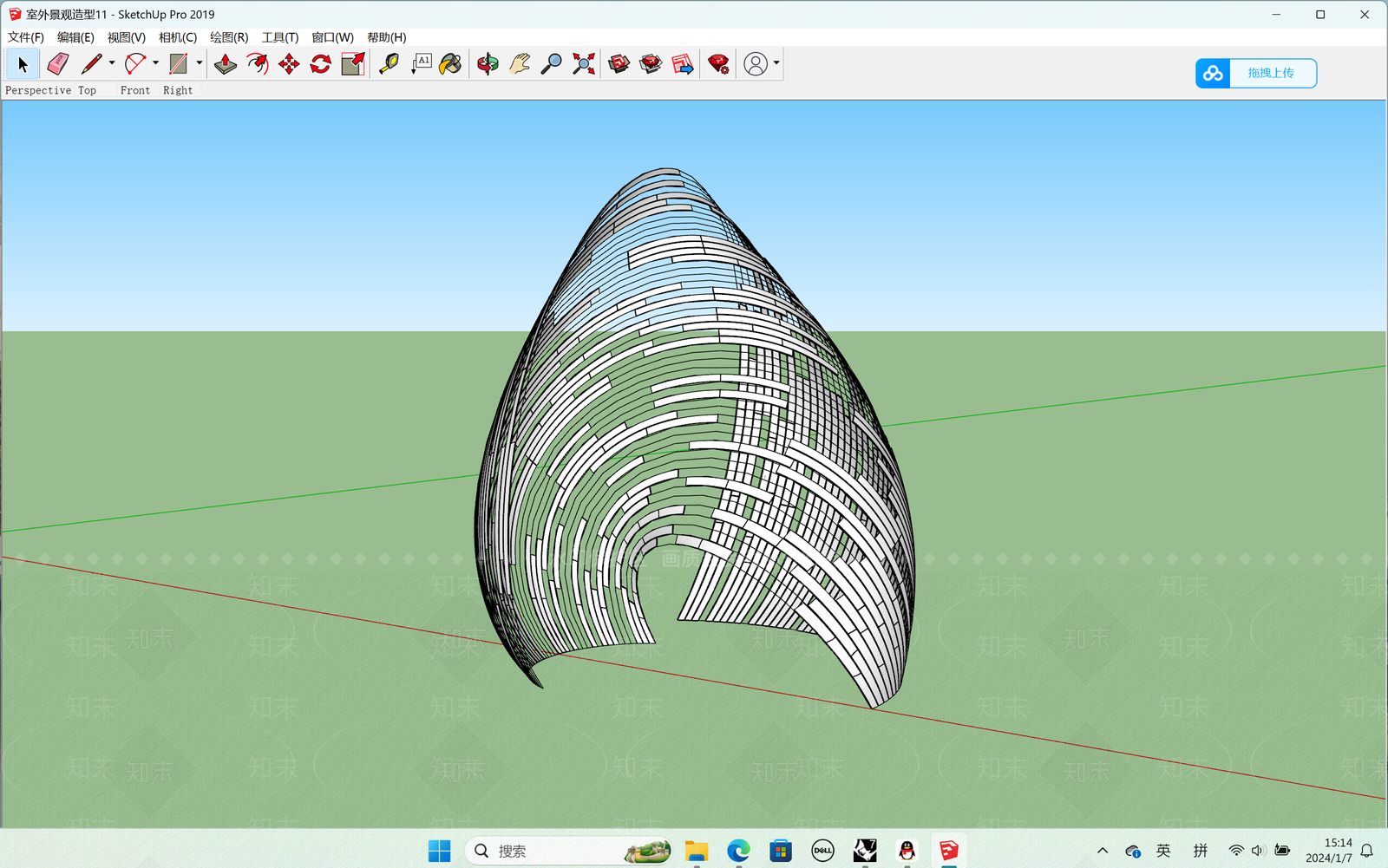 现代室外滨水景观小品SU模型下载【ID:1152057261】
