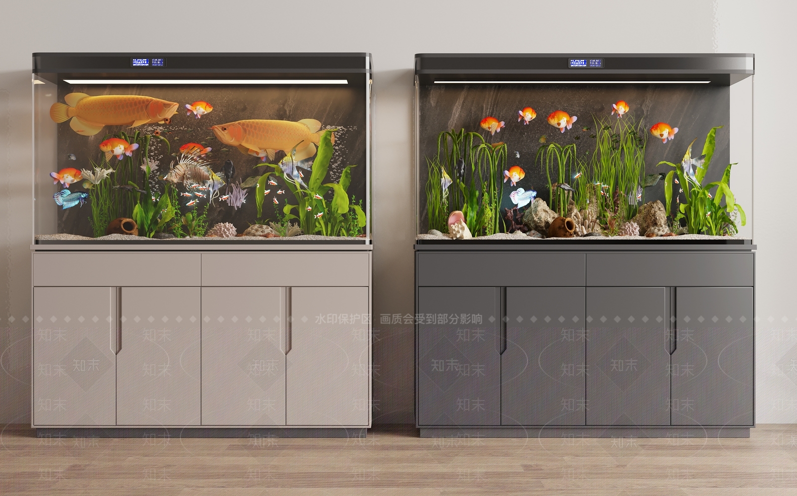 现代鱼缸水族3D模型下载【ID:1152058228】