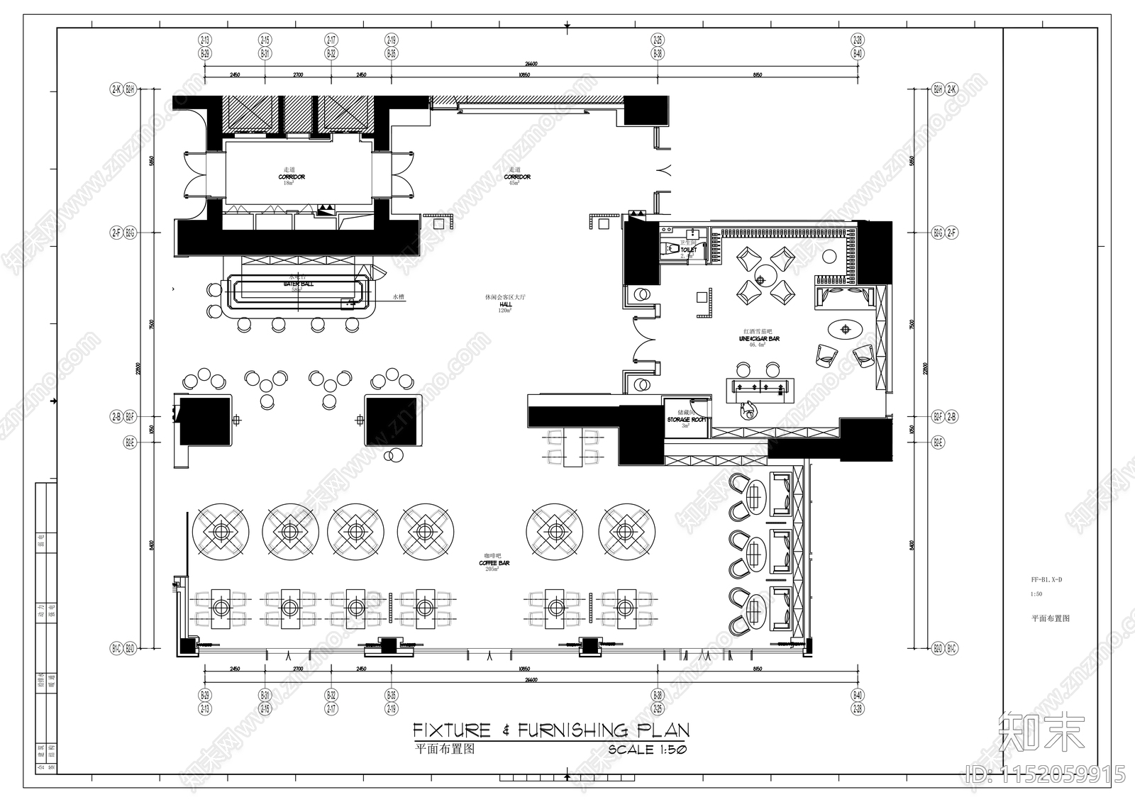 休闲会所室内cad施工图下载【ID:1152059915】