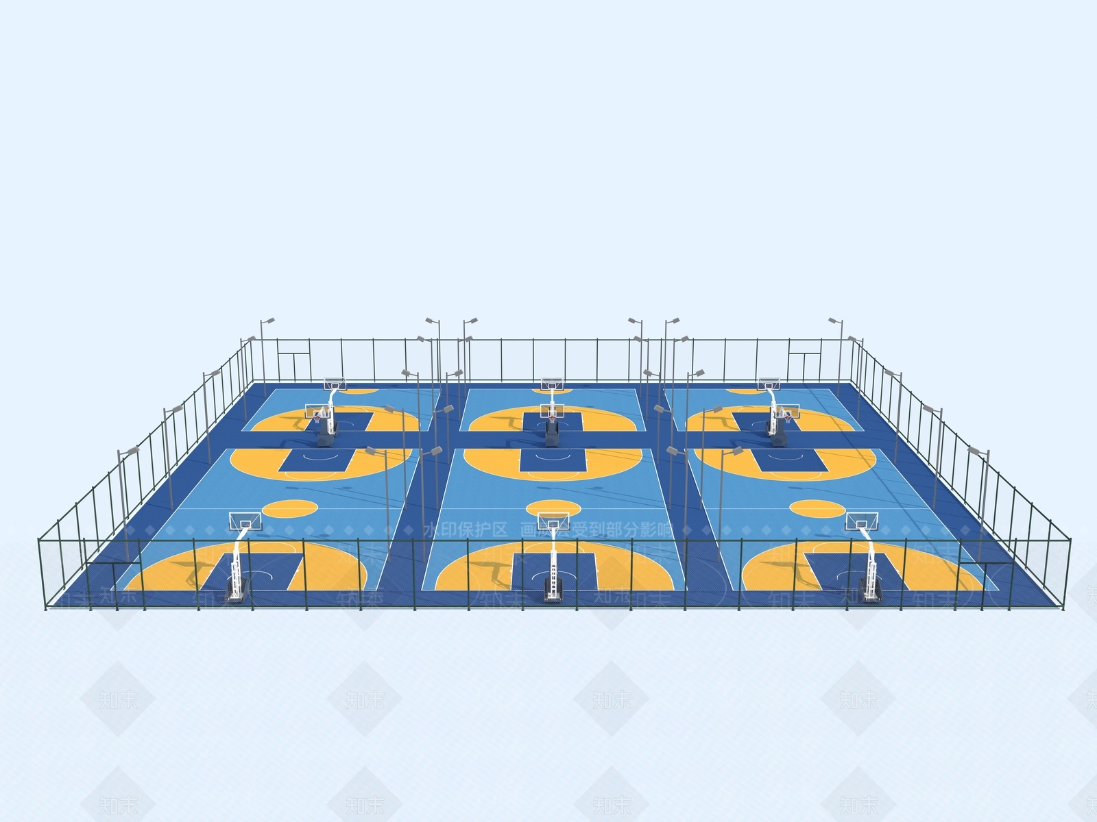 现代户外篮球场3D模型下载【ID:1152094202】