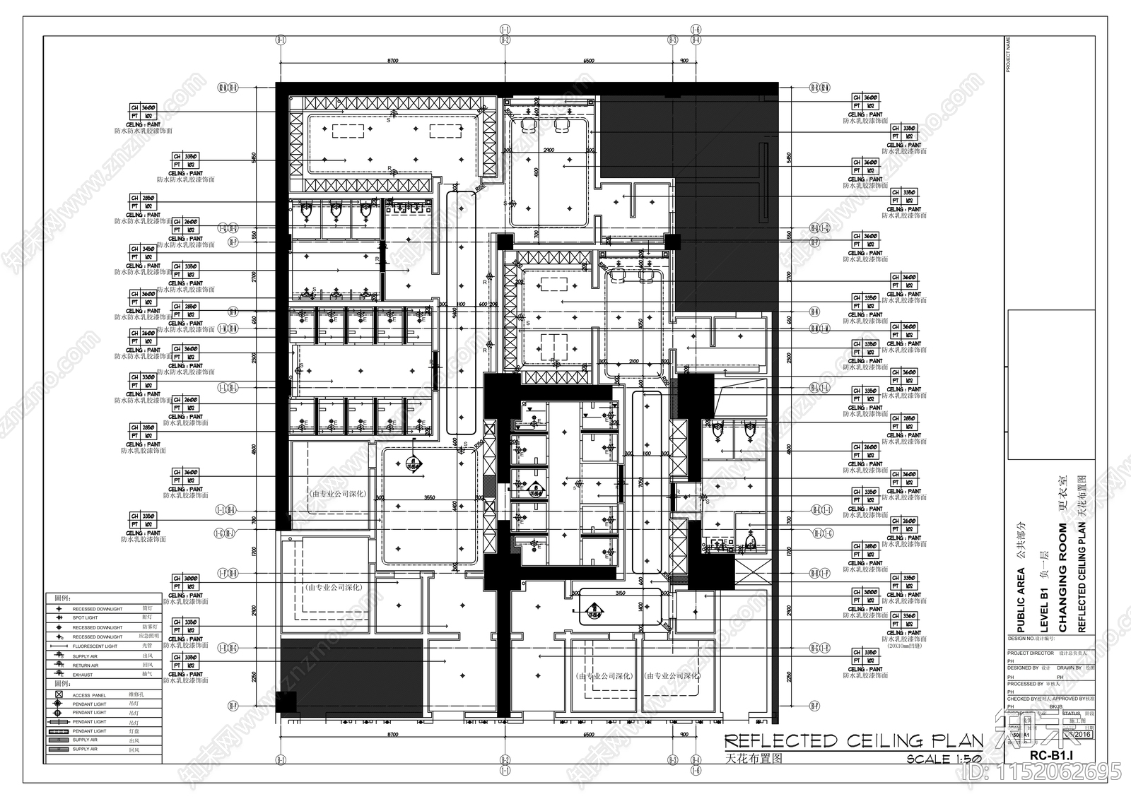 更衣室室内cad施工图下载【ID:1152062695】