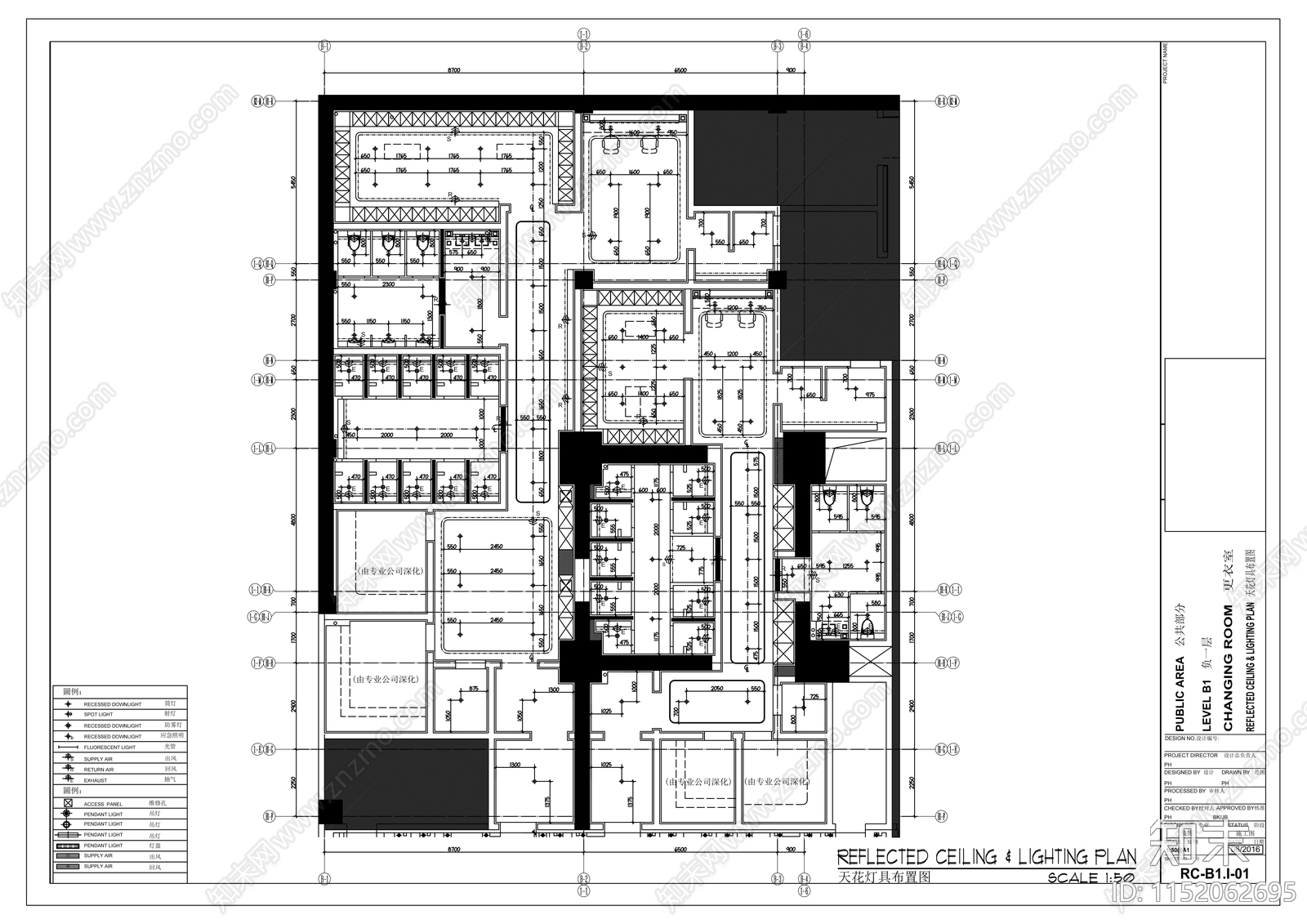 更衣室室内cad施工图下载【ID:1152062695】