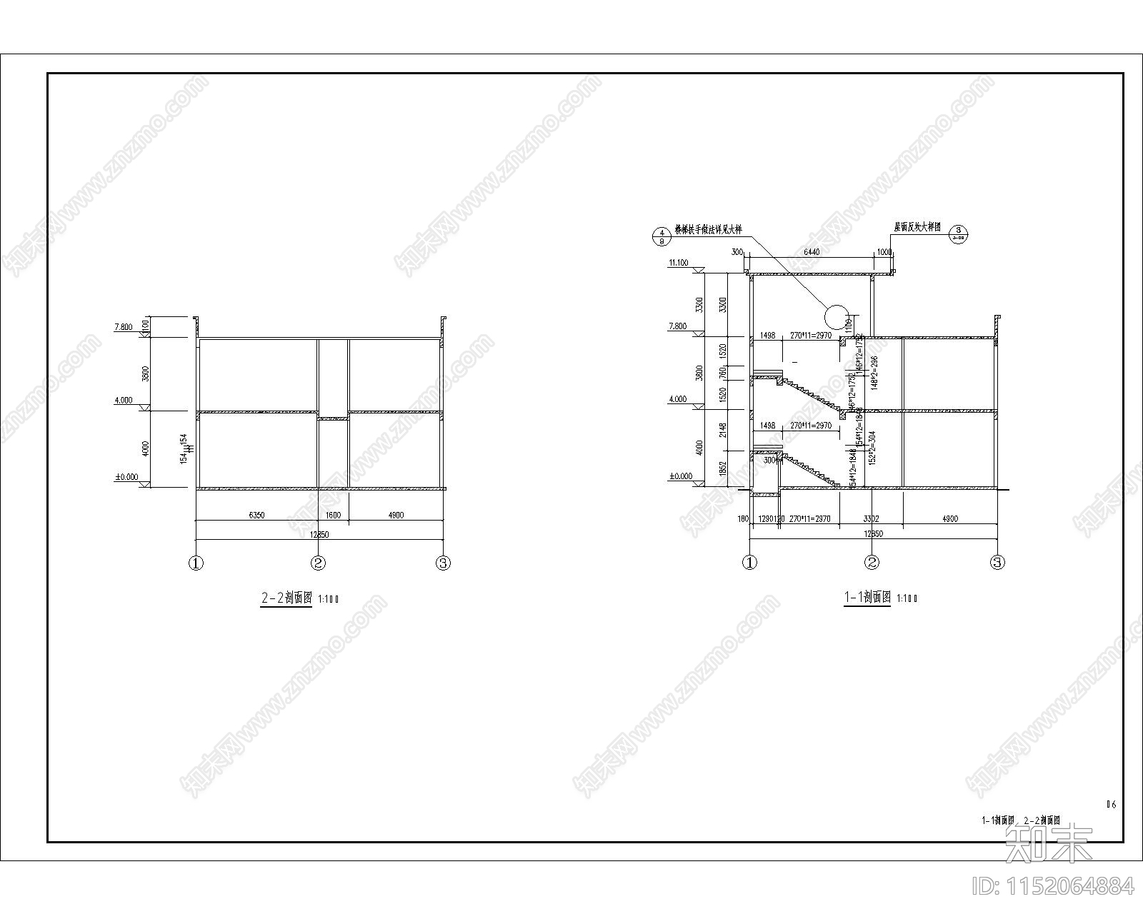 办公楼建筑cad施工图下载【ID:1152064884】