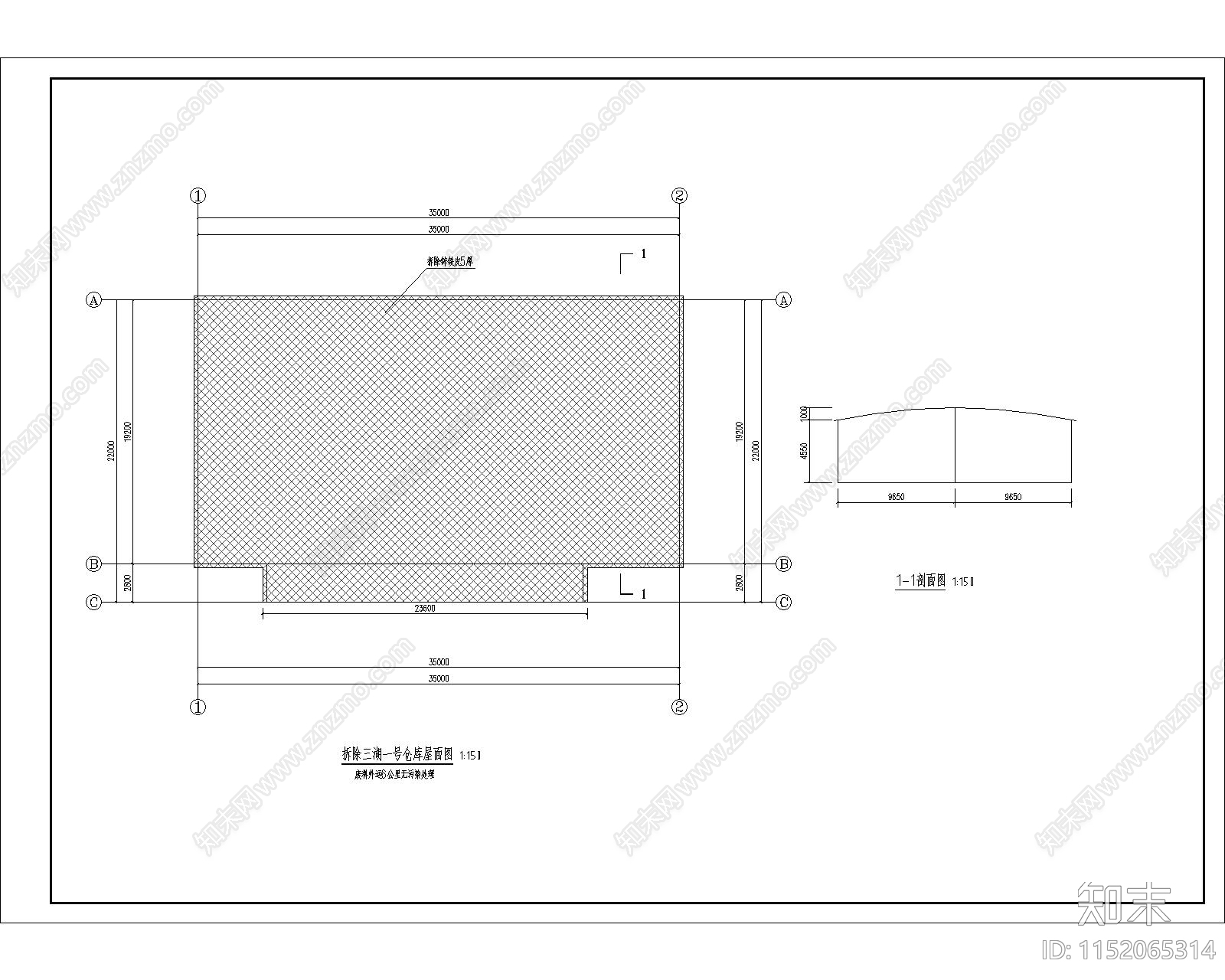 烟花炮竹仓库建筑修缮cad施工图下载【ID:1152065314】