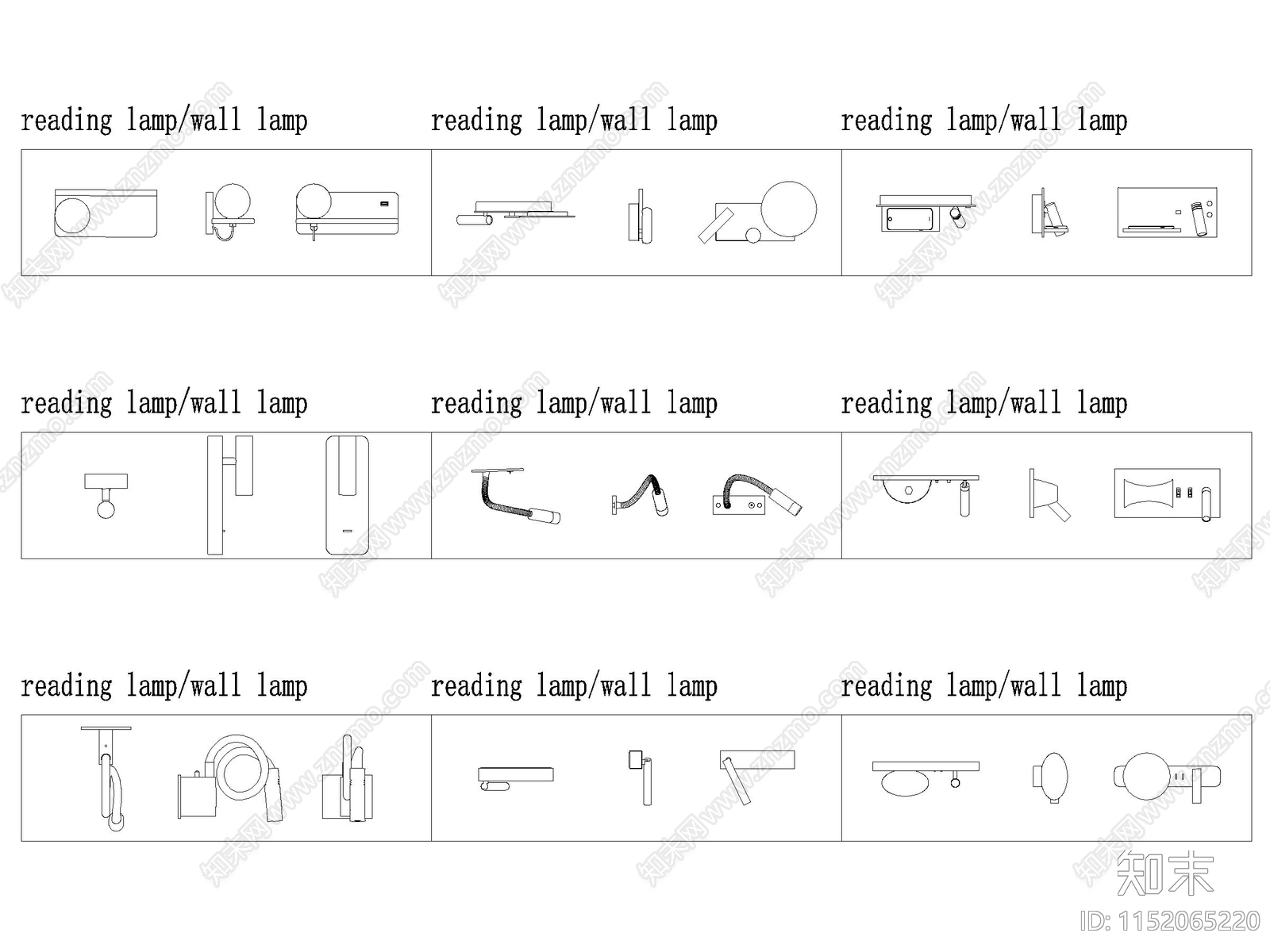 现代壁灯图库施工图下载【ID:1152065220】
