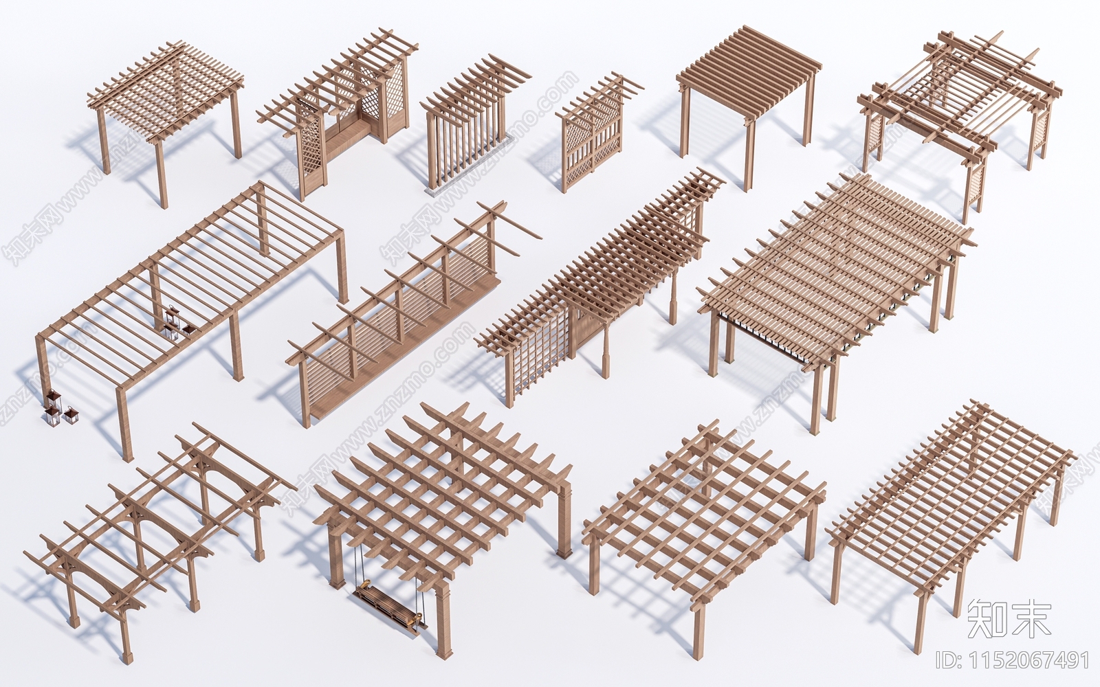 现代景观廊架3D模型下载【ID:1152067491】