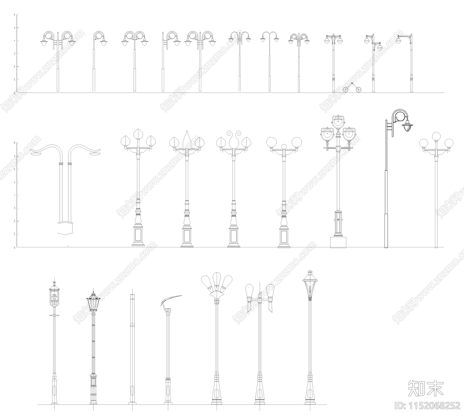 路灯图库cad施工图下载【ID:1152068252】