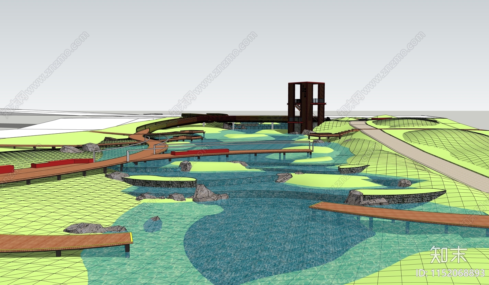 现代湿地景观SU模型下载【ID:1152068893】