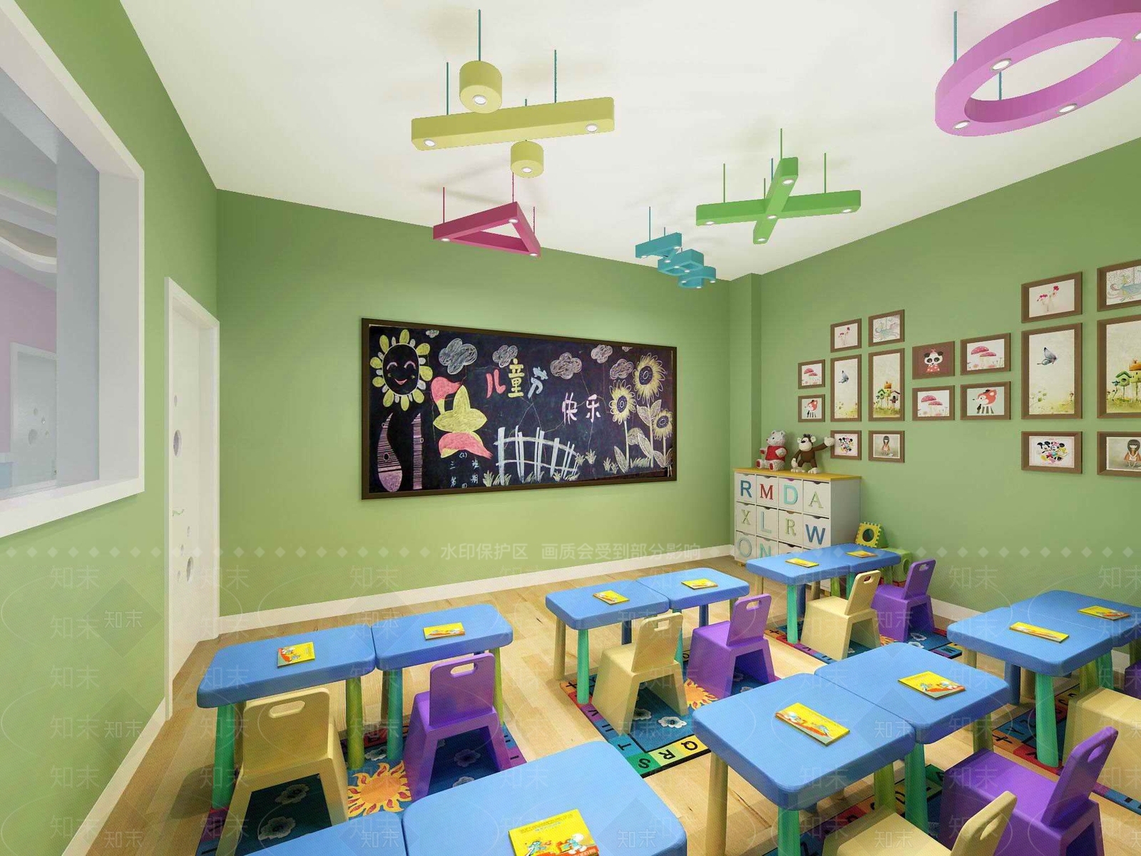 现代幼儿园教室3D模型下载【ID:1152069149】