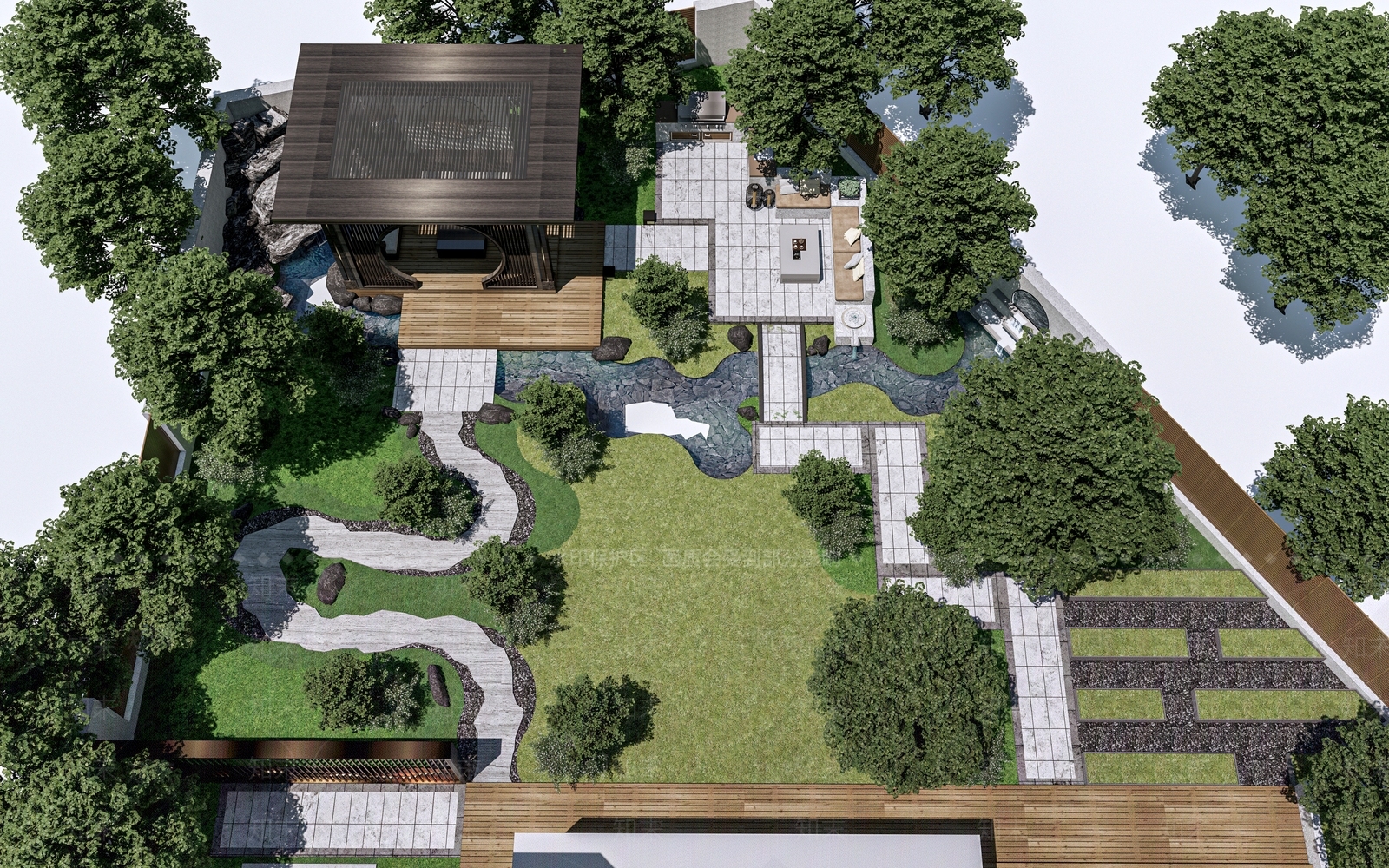 现代庭院景观3D模型下载【ID:1152073077】_知末3d模型网