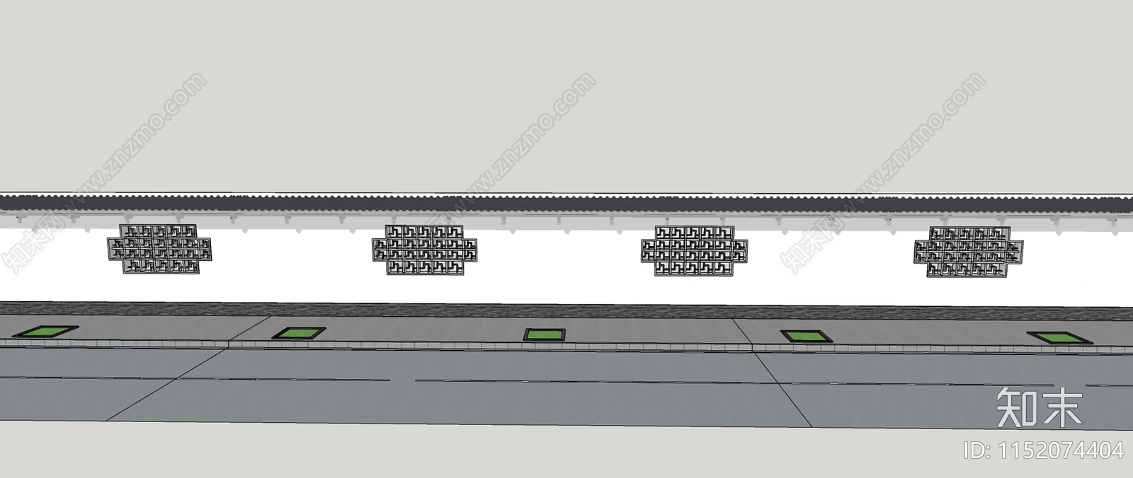 中式围墙SU模型下载【ID:1152074404】