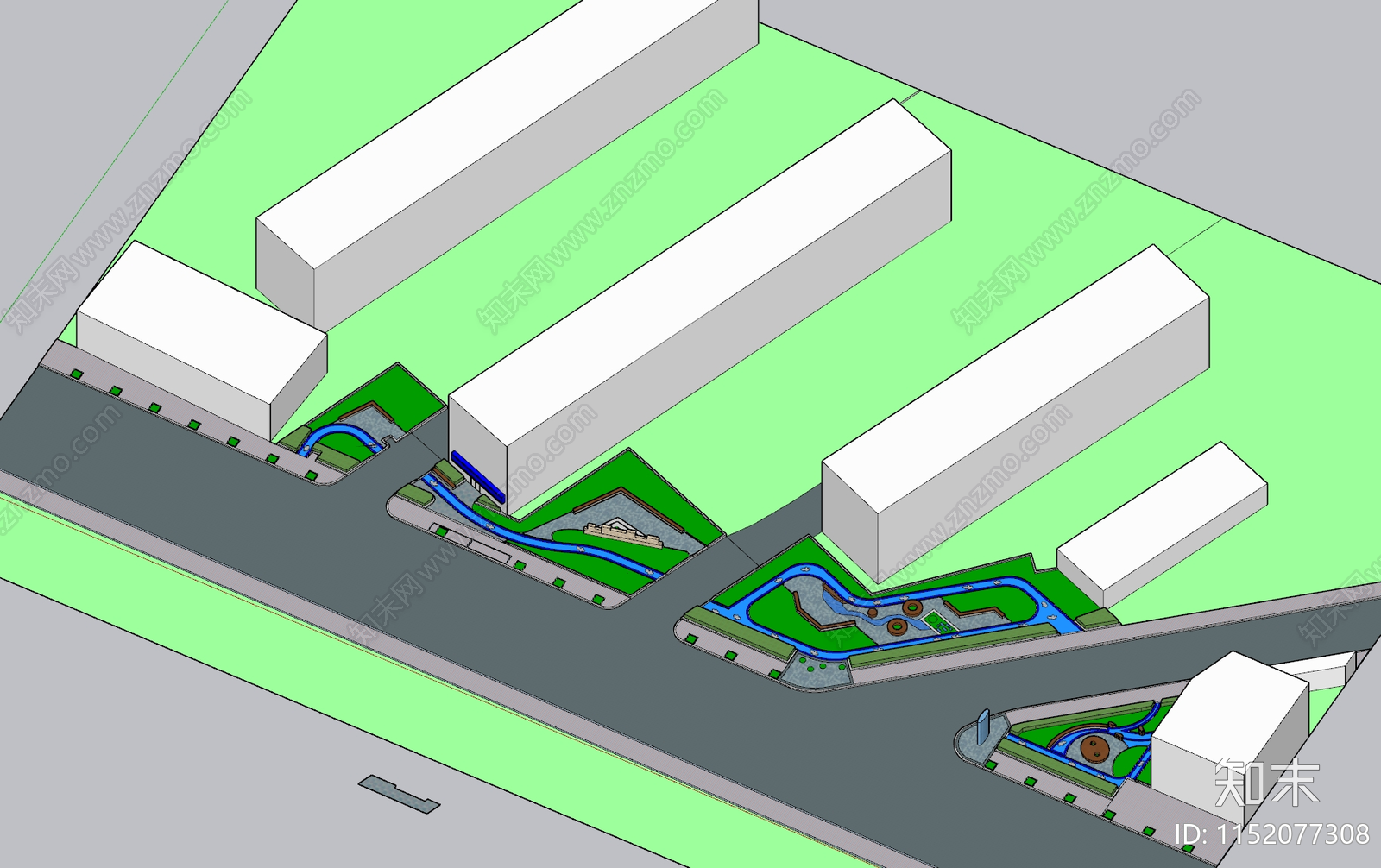 现代口袋公园SU模型下载【ID:1152077308】