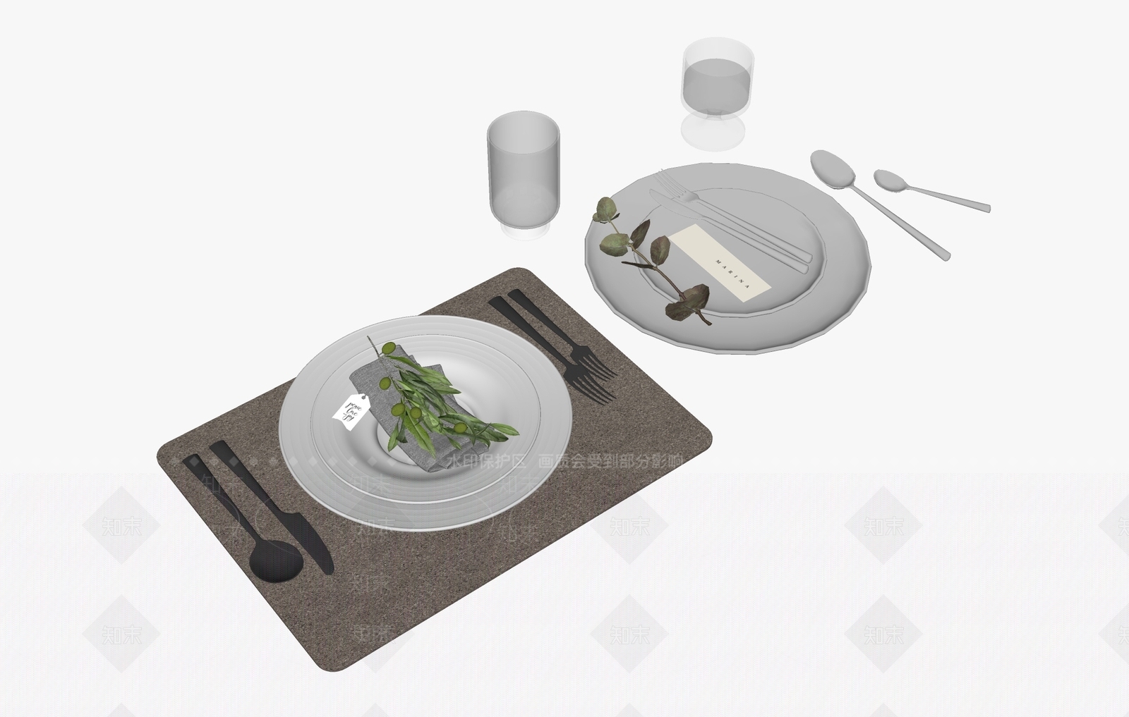 餐具SU模型下载【ID:1152077655】