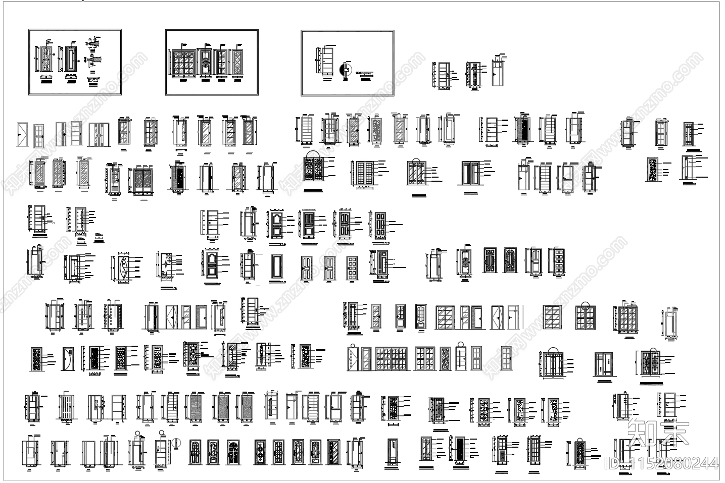 室内门立面图合集cad施工图下载【ID:1152080244】