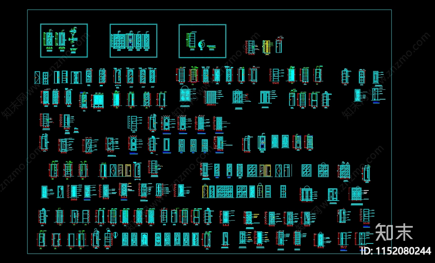 室内门立面图合集cad施工图下载【ID:1152080244】