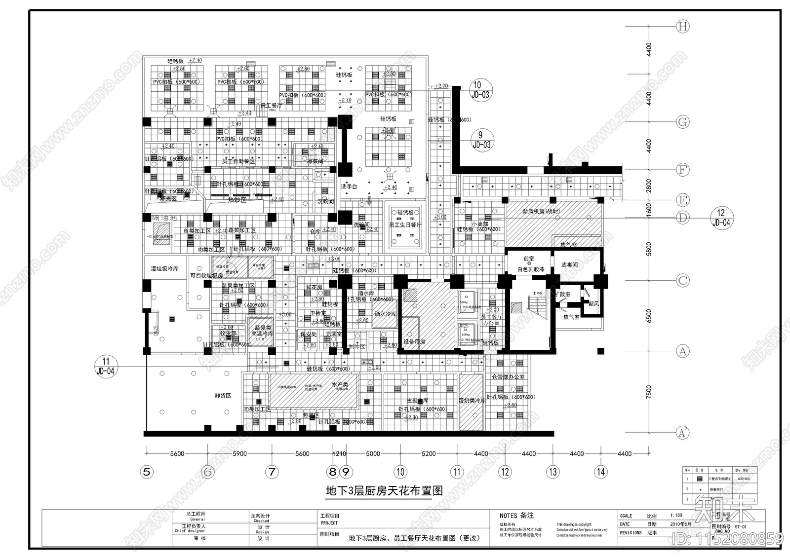 员工厨房餐厅装修图cad施工图下载【ID:1152080859】