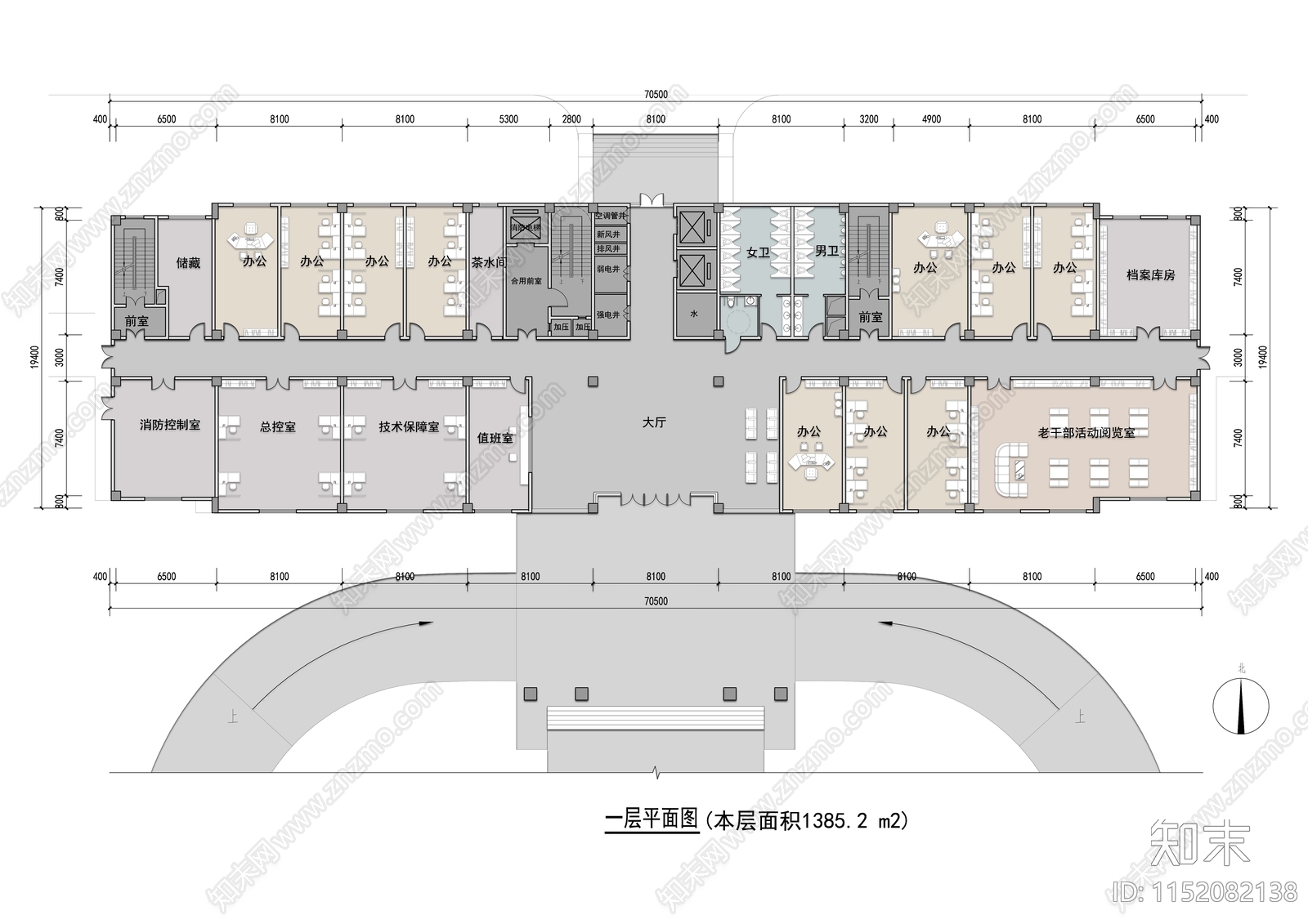 文化教育中心办公楼平面施工图下载【ID:1152082138】