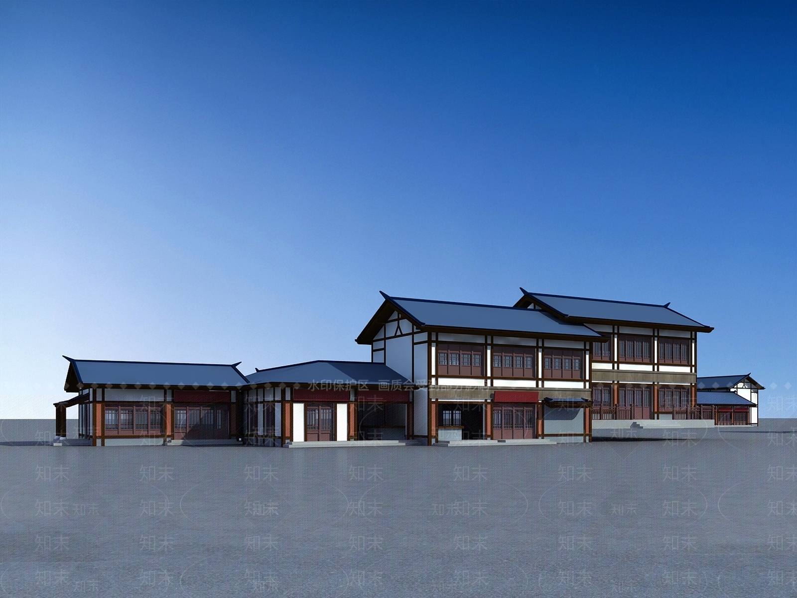 新中式古建商业街3D模型下载【ID:1152082346】