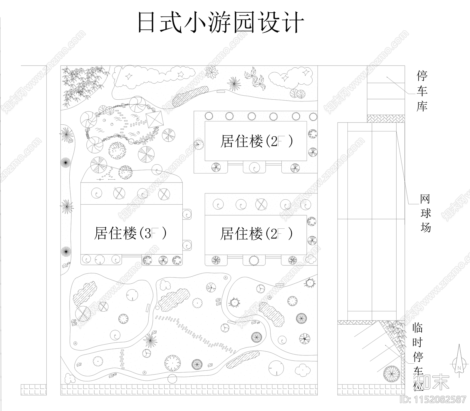 日式小游园设计cad施工图下载【ID:1152082587】