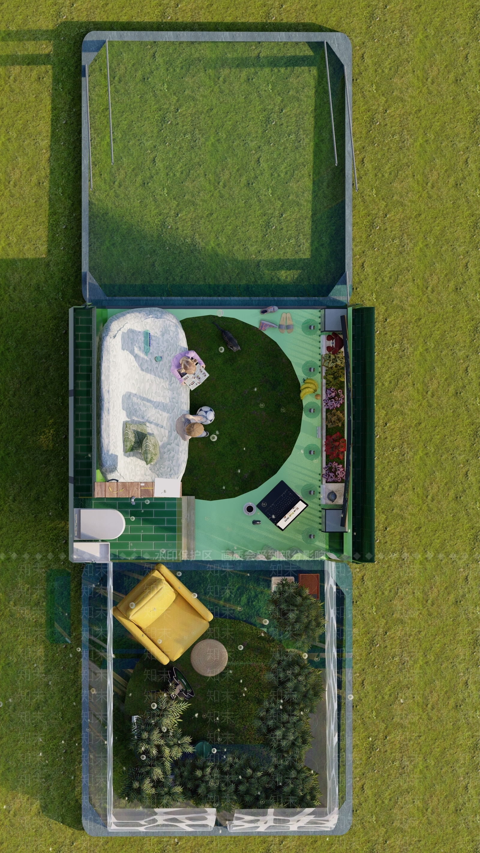 现代创意小型集装箱民宿建筑SU模型下载【ID:1152084975】