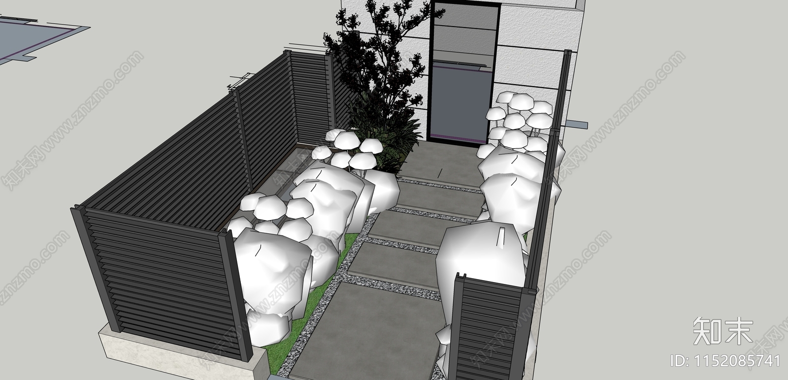 现代庭院花园SU模型下载【ID:1152085741】