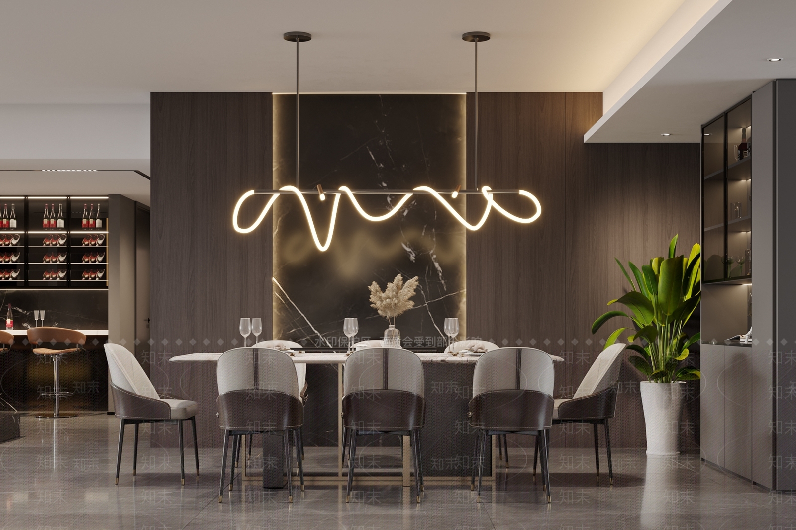 现代西餐厅3D模型下载【ID:1214274451】