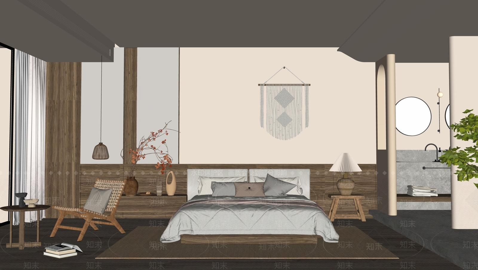 侘寂民宿客房SU模型下载【ID:1152086882】