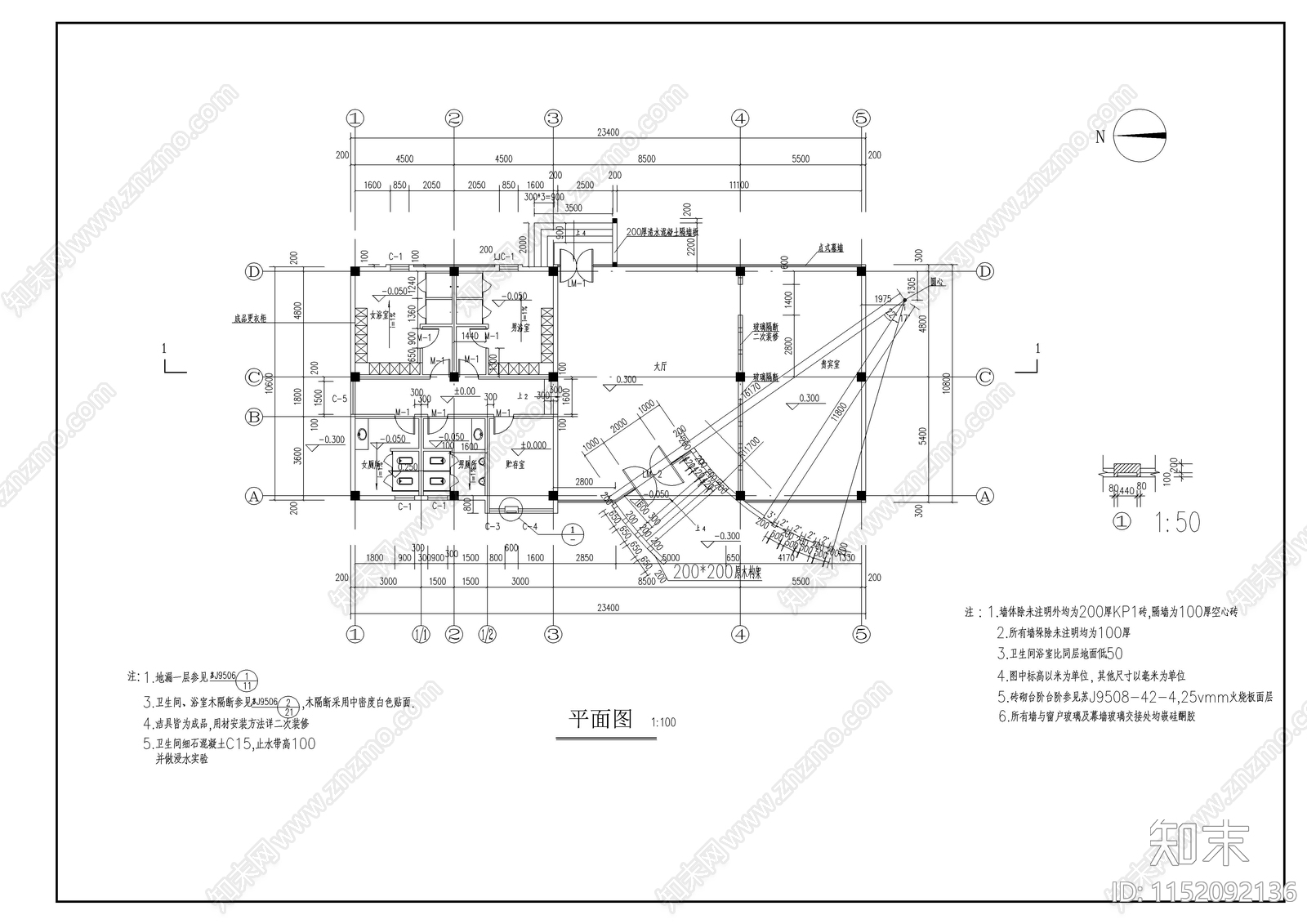 网球休息室建筑cad施工图下载【ID:1152092136】