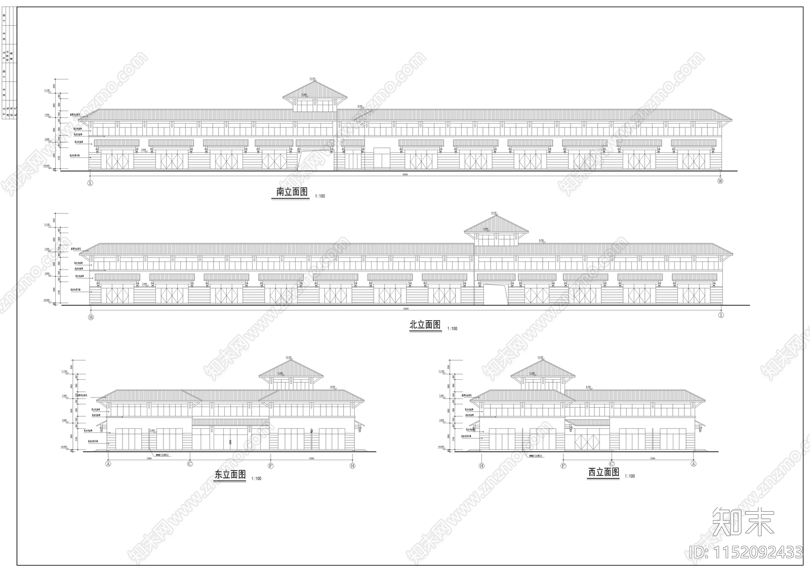 步行街商业楼建筑cad施工图下载【ID:1152092433】