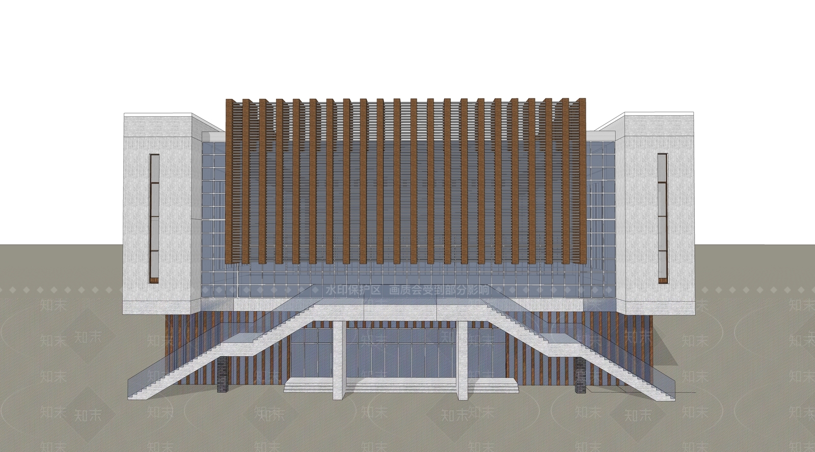 现代展览馆建筑SU模型下载【ID:1152097708】